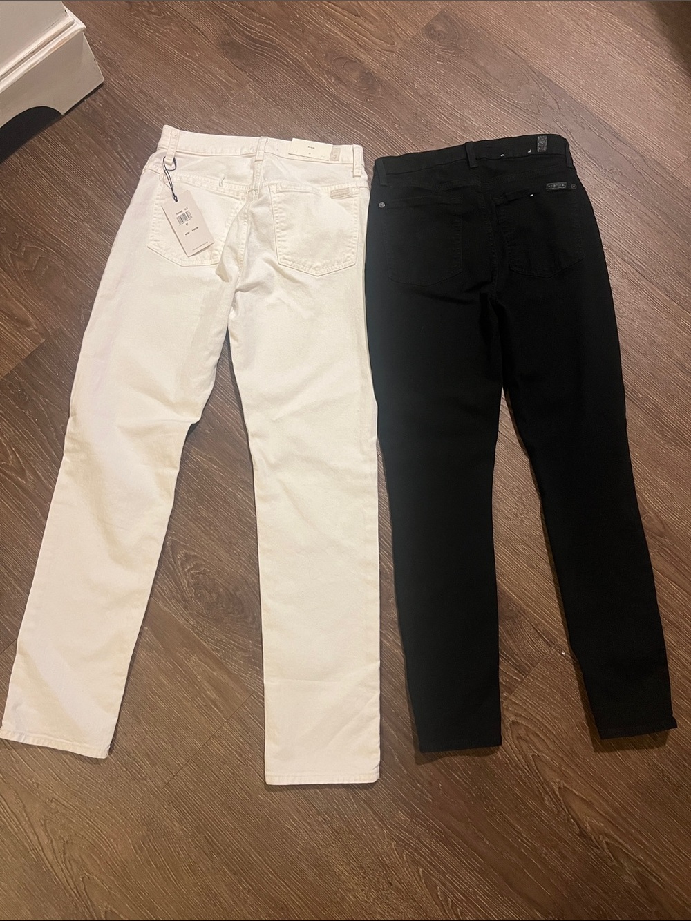 7 For All Mankind Slim Straight Jeans — White & Black Two-Pack both size 27